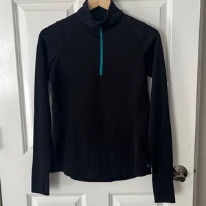 EMS Techwick 1/4 zip black and teal long sleeve top sz small